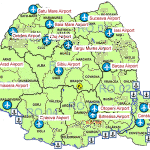 Mapa de los aeropuertos de Rumanía